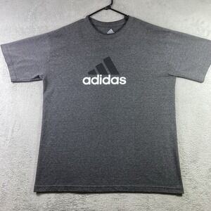 Adidas Shirt Adult Large Dark Gray Logo Sports Workout Casual Comfort SS